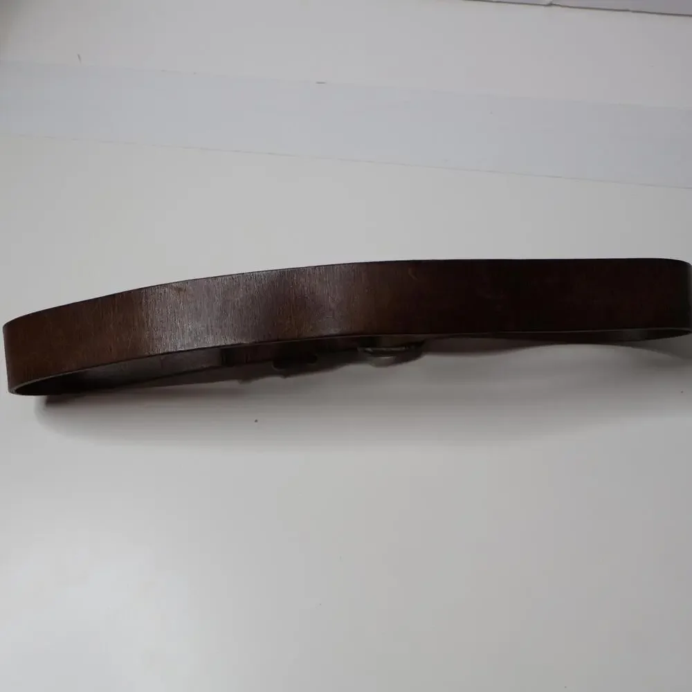 Genuine Saddle Leather Brown Belt Made in Holland Mens 32 Stitched Retro Western